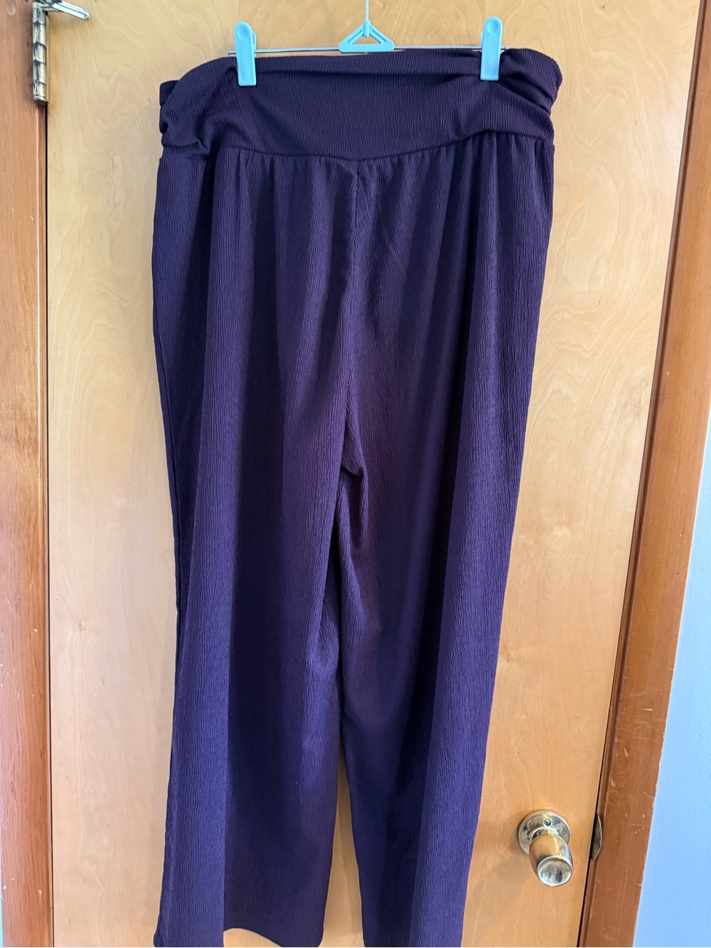 H&M Women's Wide-Leg Pull-On Pants in Deep Plum